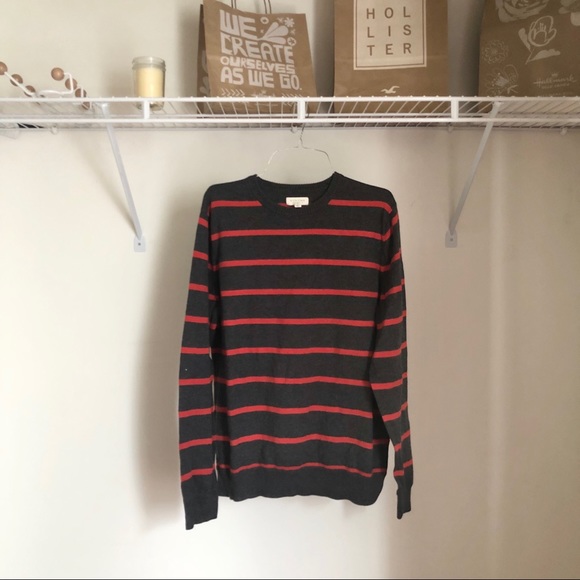 Sonoma Other - Sonoma Charcoal Grey Crewneck Sweater Red Striped
